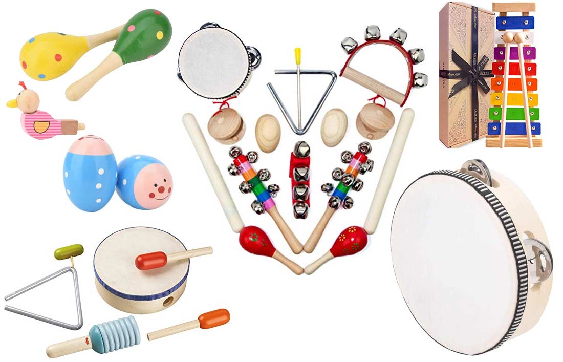 22x Holz Kinder Musik Instrumente Spielzeug Kit Kinder Kleinkinder Percussion 